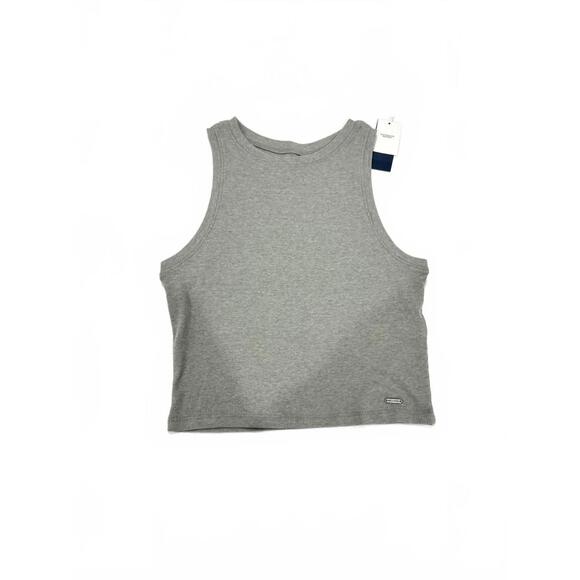 Hollister Tops - NWT Hollister Gray High Neck Ribbed Cotton Cropped Tank Top- Size Medium
